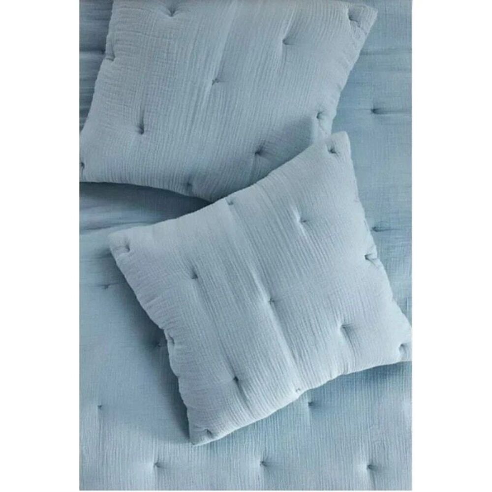 Anthropologie Elysian Pair of Standard and  Pair Euro Sham Blue Set of 4